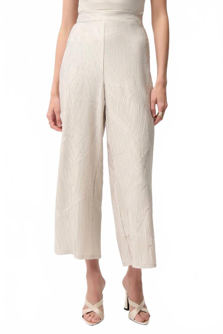 NEW JOSEPH RIBKOFF pleated satin side slit culotte pants in moonstone
